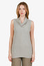 Brunello Cucinelli Light Grey Cotton Sleeveless Cowl Neck Top Size XL