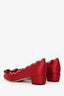 Salvatore Ferragamo Red Satin Crystal Embellished Vera Kitten Heels Size 7