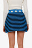 Miu Miu Blue/Black Striped Daisy Crochet Mini Skirt Size 40