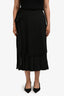 Simone Rocha Black Satin Pleated Midi Skirt Size 12 UK