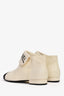 Pre-loved Chanel™ White/Black Leather Logo Cap Toe Ankle Boots Size 36