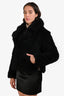 Meteo Yves Salomon Black Wool Fur Jacket Size 34