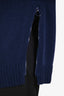 Akris Punto Navy Wool Cashmere Blend Knit V-Neck Sweater Size 10