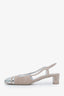 Pre-loved Chanel™ Taupe/Silver CC Cap Toe Slingback Pumps Size 37.5