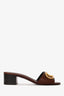 Valentino Brown/Gold Leather Vlogo Slip-On Heels Size 39