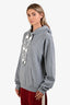 Celine Grey Cotton Logo Drawstring Hoodie Sweatshirt Estimated Size S