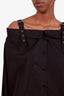 Christian Dior Black Cotton Off The Shoulder Buckled Button Up Top Size 6