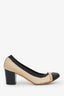 Pre-loved Chanel™ Black and Tan Leather Ruffle Block Heel Size 36.5