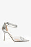 Mach & Mach Clear PVC and Silver Crystal D'Orsay Ankle Wrap Pumps Size 37.5