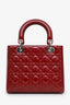 Christian Dior 2014 Red Patent Leather Medium Lady Dior With Strap