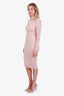 Blumarine Light Pink Knit Ribbed Off The Shoulder Midi Dress Size US 2