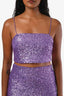Rotate Birger Christensen Purple Sequin Cropped Sleeveless Top & Midi Skirt Set Size 2