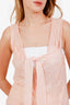 Christian Dior Pink Beaded Sleeveless Blouse with Velvet Bow Size US 10