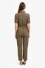 Frame Army Green Short Sleeve Belted Jumpsuit Size S