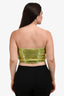 Retrofête Neon Green Gold Beaded Strapless Theo Top Size M