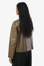 Lafayette 148 Taupe Lambskin Leather Zip-Up Jacket Size Medium