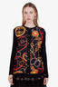 Celine Vintage Black Silk Baroque Patterned Cardigan Size 42