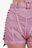 Jean Paul Gaultier X Knwls Pink Denim Lace Up Crop Top + Short Set Size M