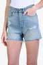 Gucci Blue Denim Light Wash Angry Cat Shorts Size 25