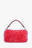 Fendi Pink Shearling Baguette NM Shoulder Bag