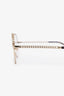 Pre-loved Chanel™ Silver/Gold Plated Chain Trim Detail Oval Glasses with Pearl Leather Chain