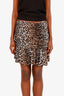Ganni Cheetah Printed Ruffle Mini Skirt Size 40