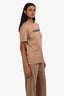 Burberry Beige Logo-Print Crewneck T-Shirt Size S