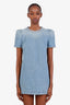 Zimmermann Blue Denim Crystal Cotton Mini Dress Size OP