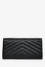 Saint Laurent Black Grained Leather Cassandre Logo Wallet on Chain