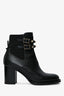 Valentino Black Leather Rockstuds Ankle Boots Size 36