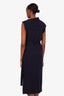 Chloe Navy Wool and Cashmere Sleeveless Turtleneck Belted Sweater Dress Size S