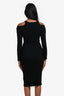 Simon Miller Black Knit Rib Long Sleeve Cut Out Dress Size XS