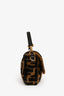 Fendi Brown/Black Shearling FF Baguette Bag with Strap