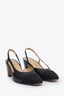 Pre-loved Chanel™ Black Goatskin Leather Cap Toe CC Slingback Heels Size 36