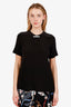 Dolce & Gabbana Black Silk Crystal Bow Detail Short Sleeve Top Size 42