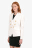 Balmain White Wool Double Breasted Blazer Size 38