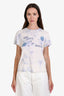 Re/Done White/Purple Tie Dye Cotton 'Get Out Of My Space' Short Sleeve T-Shirt Size S