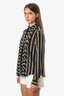 Chloe Black/Multi Silk Striped Button Shirt Size 36