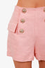 Balmain Pink Gold Button High Waist Shorts Size 38