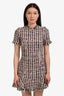 Sandy Liang Pink/Black Tweed with Mesh S/S Mini Dress Size 36