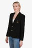 Saint Laurent Black Wool Anchor Embroidered Blazer Size 38