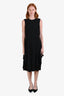 Alexander McQueen Black Silk Ruffle Sleeveless Midi Dress Size 44