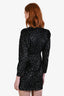 A.L.C Black/Gold Velvet Mock Neck Long Sleeve 'Jane' Mini Dress Size 0