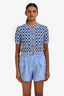Pre-loved Chanel™ Blue Cotton CC SS Cardigan Size 34