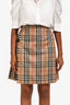 Burberry Beige House Check Wool Pleated Skirt Size 10 Kids