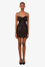 Self-Portrait Black Satin Bow Detailed Mini Dress With Crystal Straps Size 0