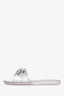 Stuart Weitzman Silver Leather Flower Jelly Sandals Size 10