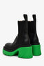 Bottega Veneta Black/Green Flash Chelsea Platform Boots Size 37.5