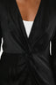Theory Black Tie Front V Neck Cuffed Sleeve LS Top Size 2