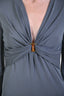 Gucci 2011 Grey Slinky Long Sleeve Bamboo Detail Dress Size M